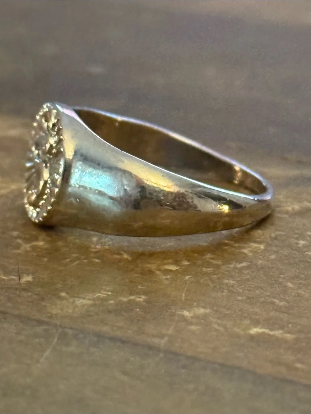 Silver tone snake signet ring